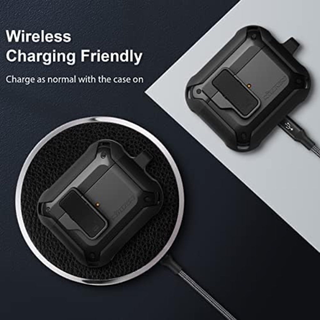 Nillkin for Airpods 3 Case Cover with Secure Lock, One Press Auto Pop,Military Grade Armor Solid, Full-Body Hard Shell Protective Cover with Keychain for AirPod 3rd Generation 2021 case