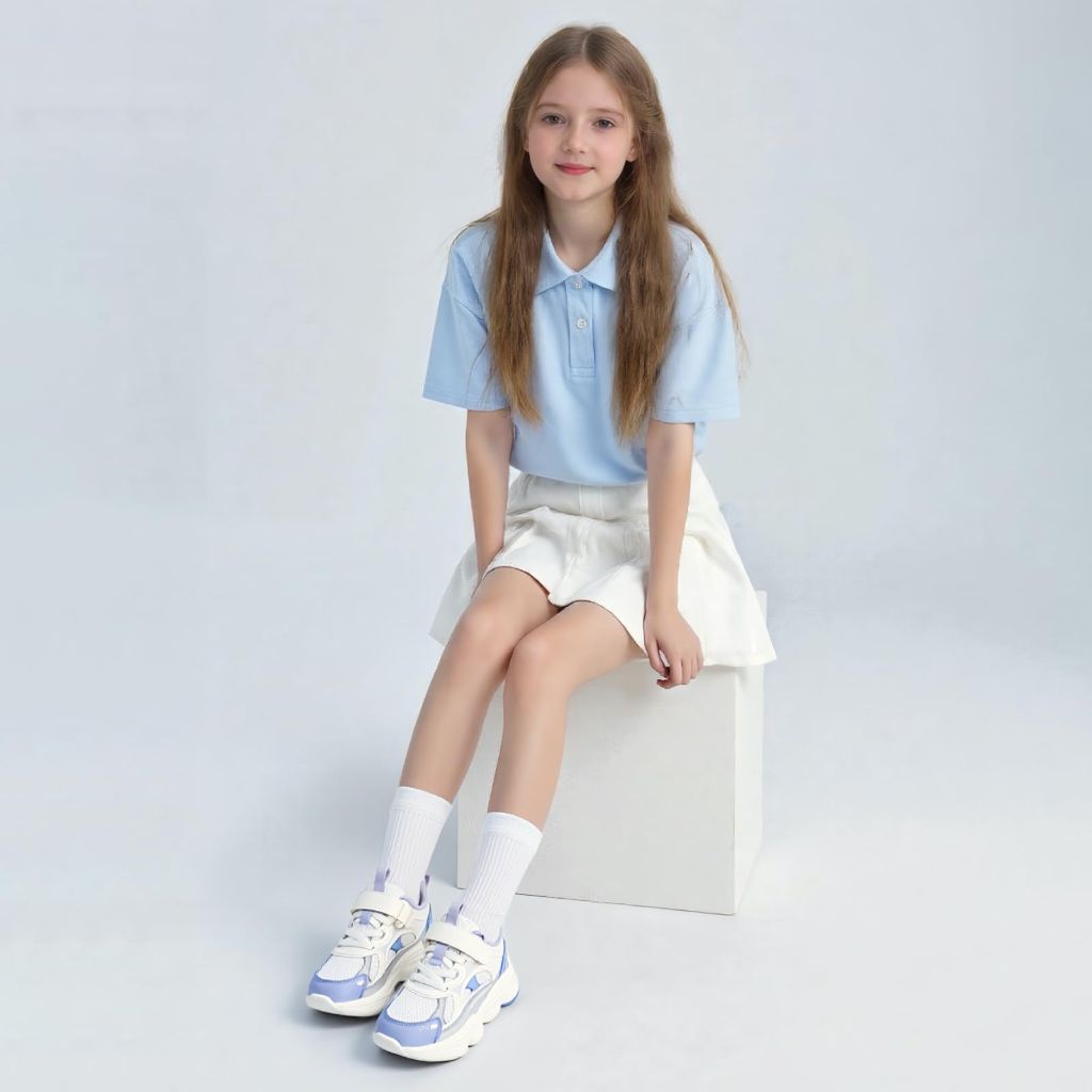 Balabala Kids White Sneakers - Breathable Lightweight Casual Shoes