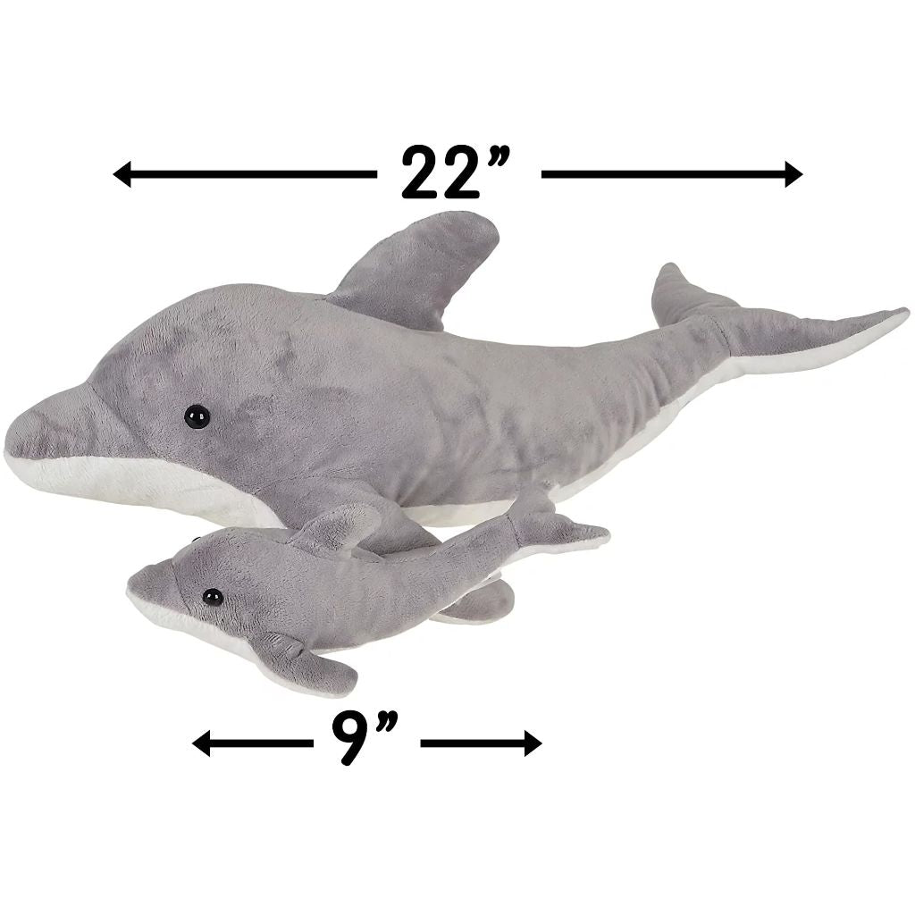 Rhode Island Novelty Birth of Life Plush Dolphin Set - 22" & 9" Adult and Baby Stuffed Animal