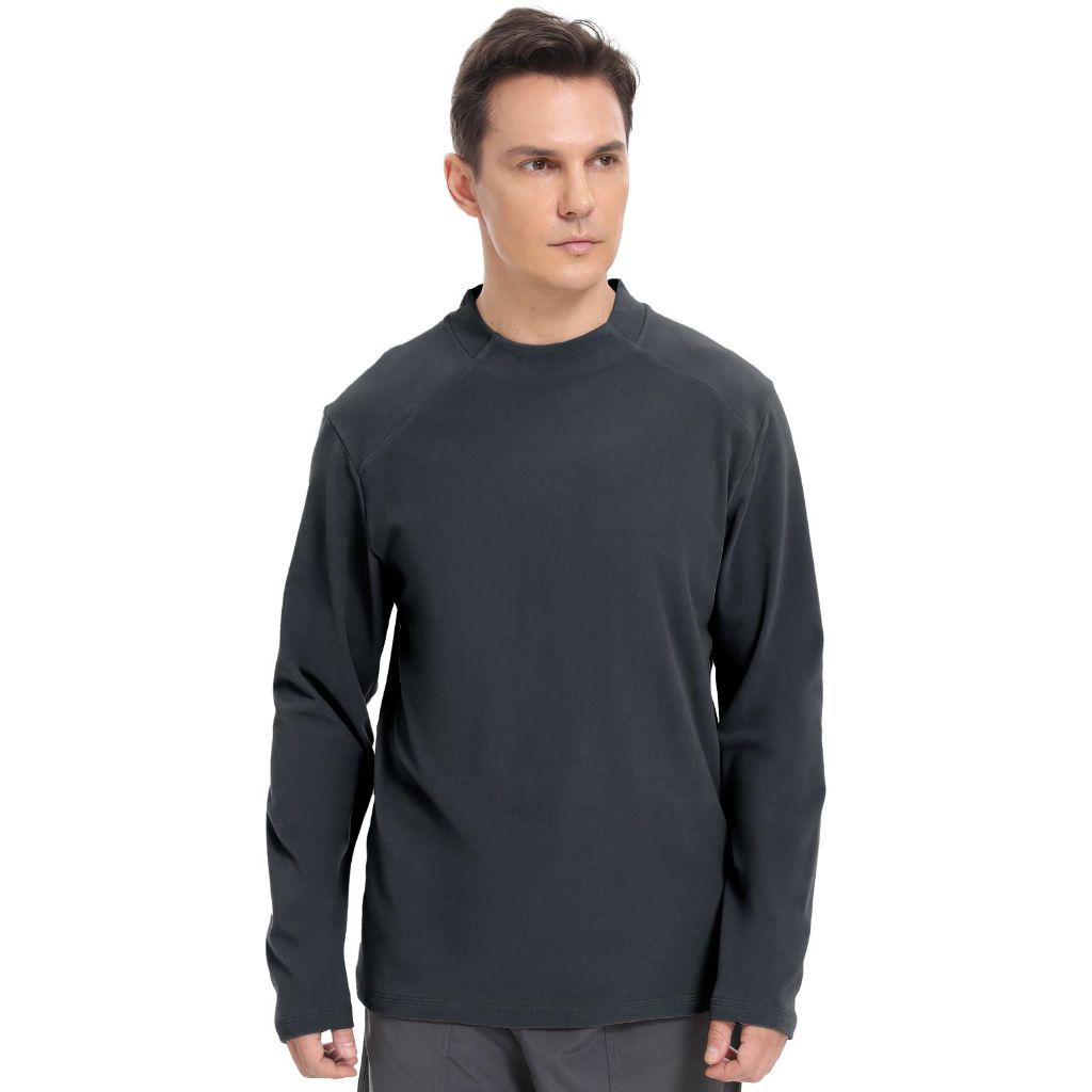 BANTREK Men's Crewneck Pullover Long Sleeve Thermal Shirt (Dark Grey, Small)