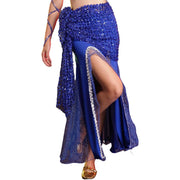 Wuchieal 2-in-1 Multifunctional Belly Dance Scarf Fashion Belt - Navy, Large