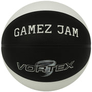 Gamez Jam Rubber Basketball – Size 7 Outdoor/Indoor Street Ball – Black & White Vortex Design