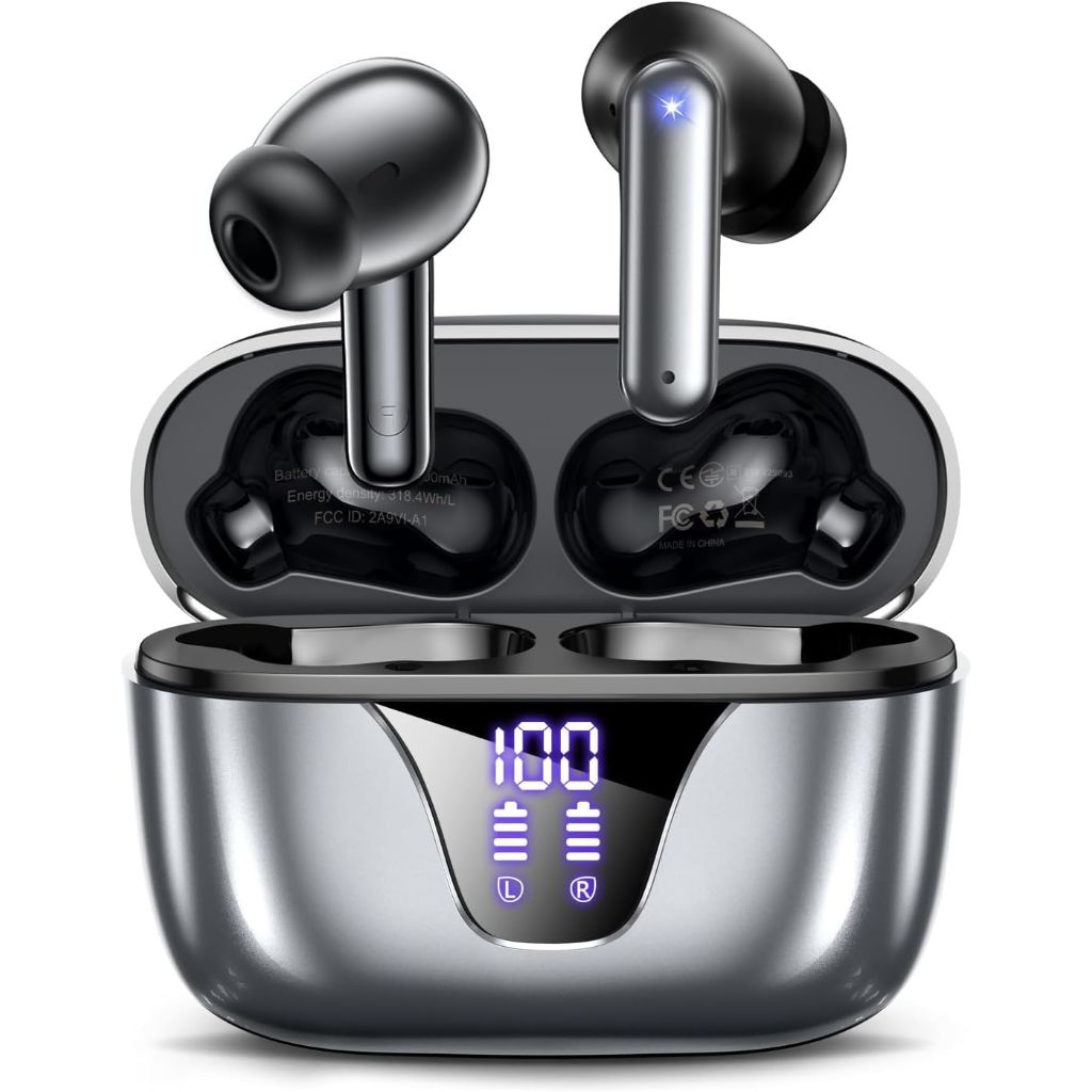 ZIUTY Nequga Wireless Earbuds Bluetooth Headphones, 50H Playtime Ear Buds with Mic, LED Digital Display Charging Case, IPX7 Waterproof, Deep Bass Stereo, in-Ear Earphone for iPhone Andriod Phone