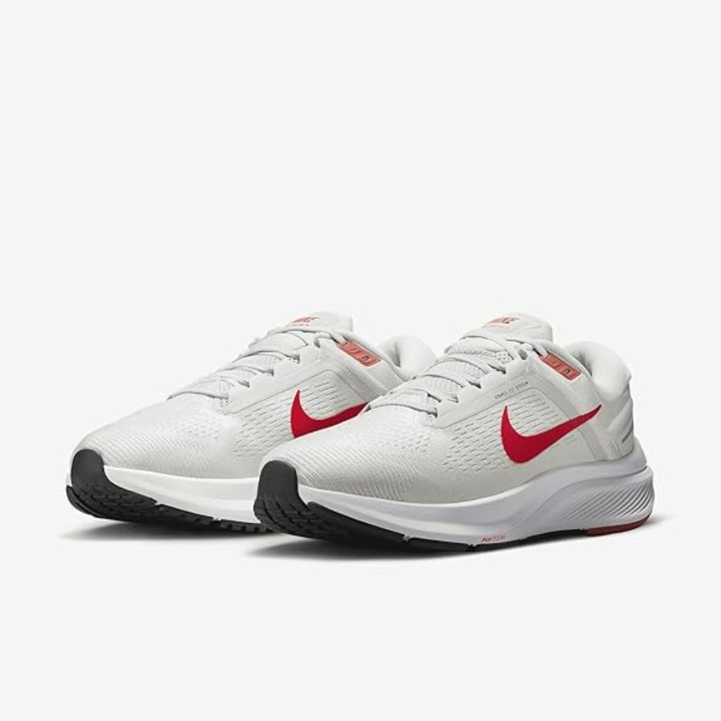 Nike Men's Air Zoom Structure 24 Running Shoes, Photon Dust/LT Crimson, Size 12 M (Damaged Box)