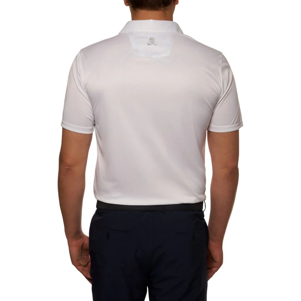 Robert Graham Mens, AXELSEN Short Sleeve Knit Polo Shirt, White, SZ M