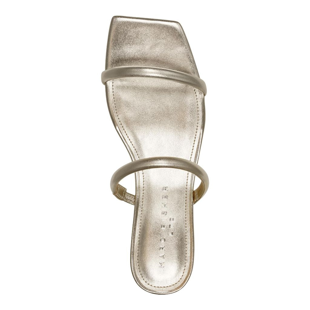 Marc Fisher LTD Women's Raelyn Heeled Sandal, Gold Leather 710 - size 6.5