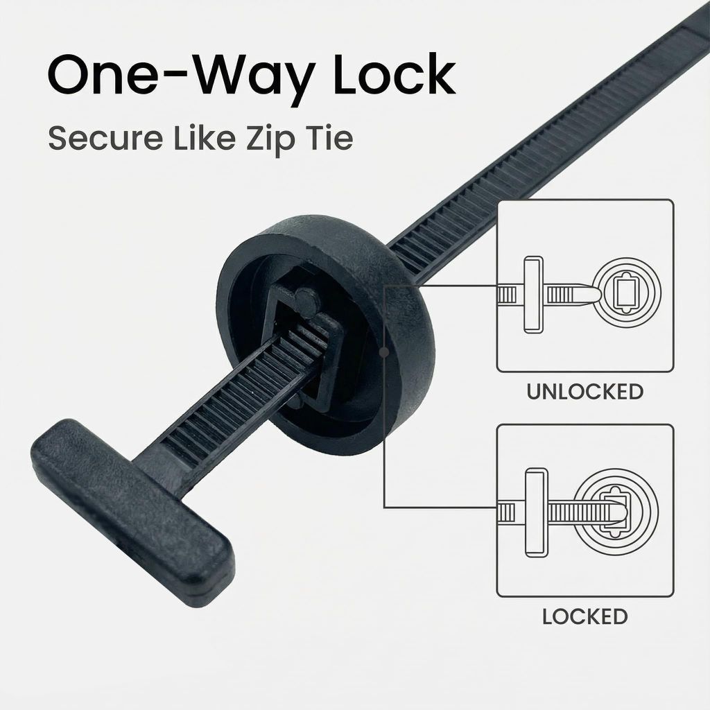 50 PCS Universal Nylon Cable Tie Buckle for Car,Heavy Duty Self-Locking Zip Ties Holder with Pin & Button Design,Self-Locking Ties Holder,Bumper Retainer Clips Car Rivets Fasteners for Auto Repairing