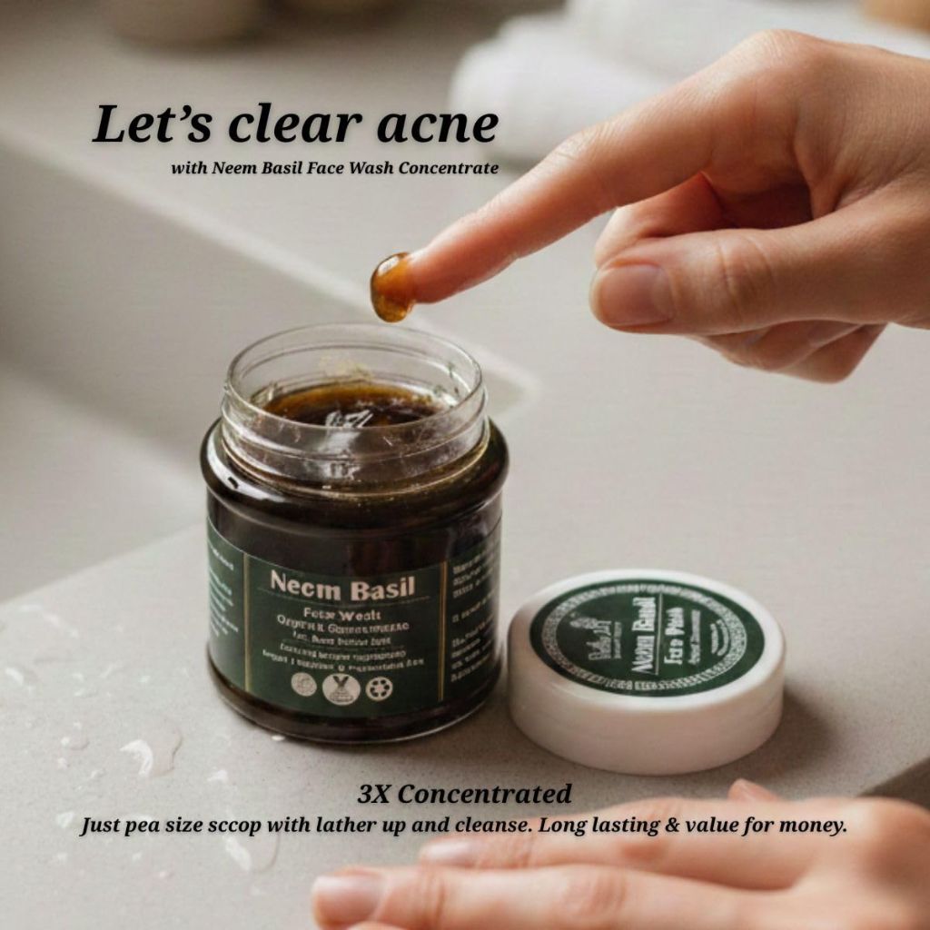 Rustic Art Neem Basil Face Wash Concentrate for Oily & Acne Prone Skin 4.4 oz