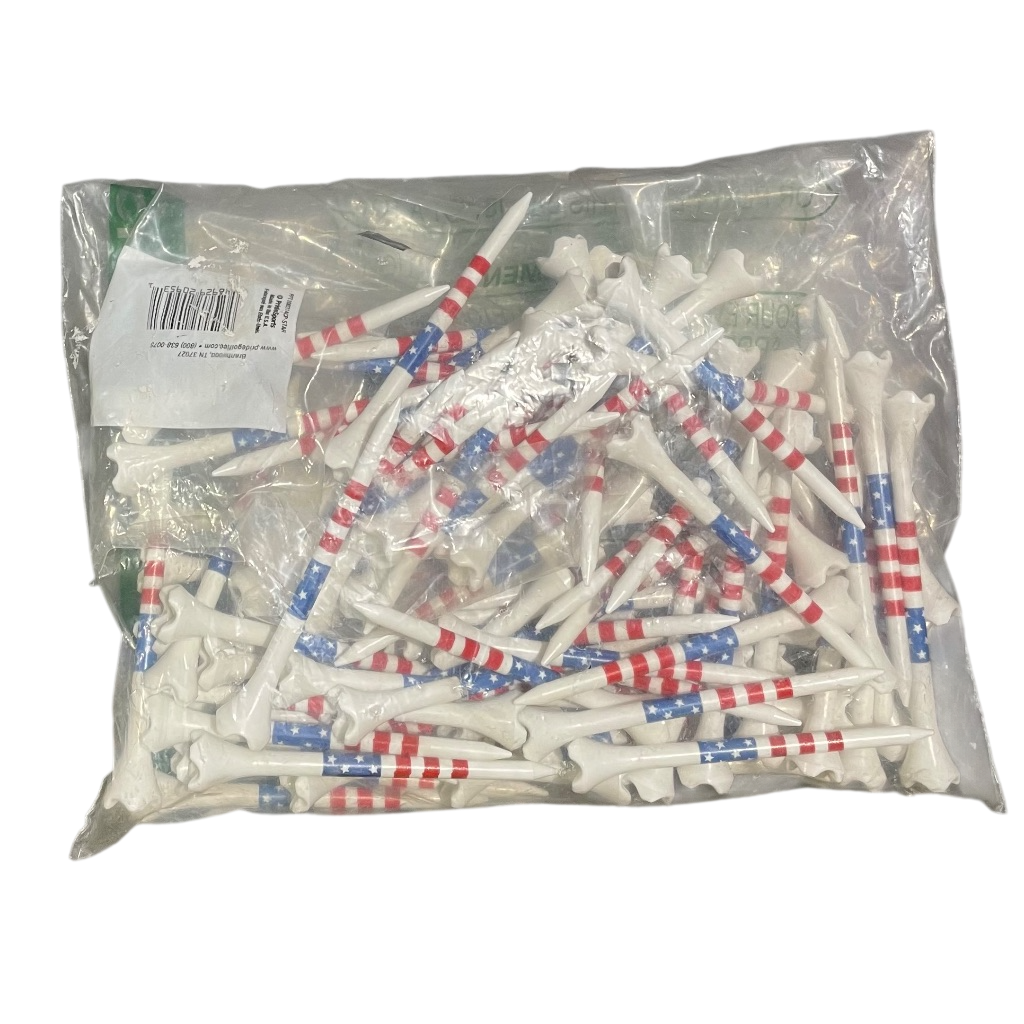 Pride Golf Tee Performance Plastic Golf Tees - Stars & Stripes - 100 Count, 3-1/4 Inch - Less Friction and Longer Drives - Made in the USA