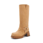 ATBELL Tan Mid-Calf Boots for Women, Camel - size 9.5