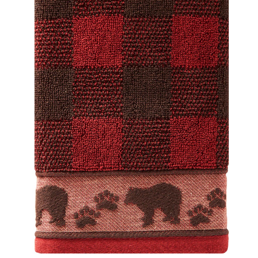SKL Home Yellowstone Sundance 100% Cotton Premium Hand Towel, 500 GSM, Soft & Absorbent, Plaid/Buffalo Check, Red