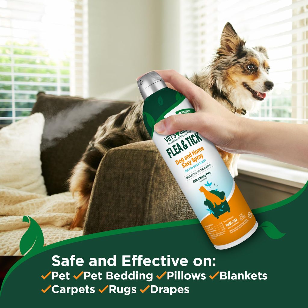Vet's Best Natural Flea and Tick Easy Spray for Dogs – Cotton Spice Scent – 14 oz