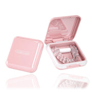 HyJeryty Luxury Pink Retainer Case with Mirror Orthodontic Aligner Dental Mouth Guard Night Guard Holder