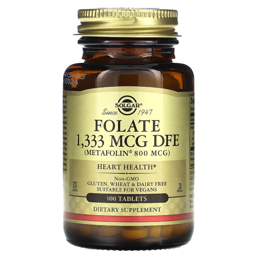 Solgar Folate 1,333 mcg DFE (Metafolin 800 mcg) - 100 Tablets - Prenatal Vitamin