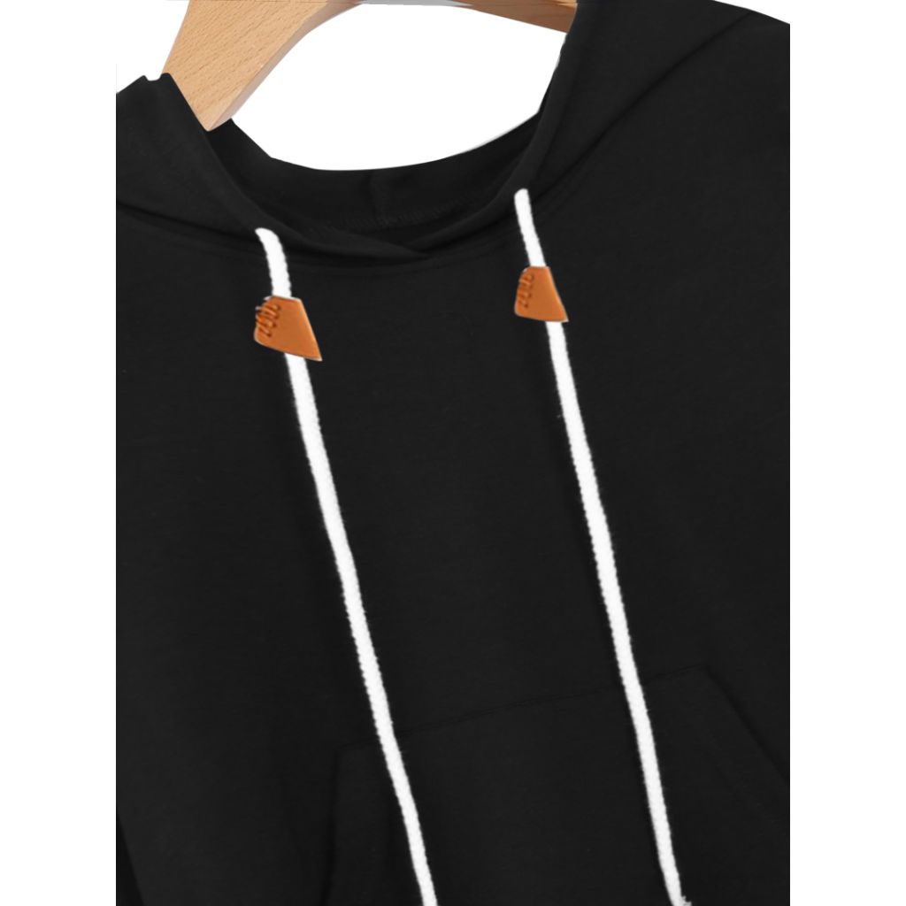 LilyCoco Women Streetwear Lightweight Hoodie, Black, Large