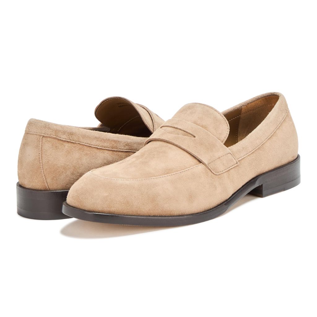 BOSS Men's Limber Suede Leather Loafer - Medium Beige, Size 8.5