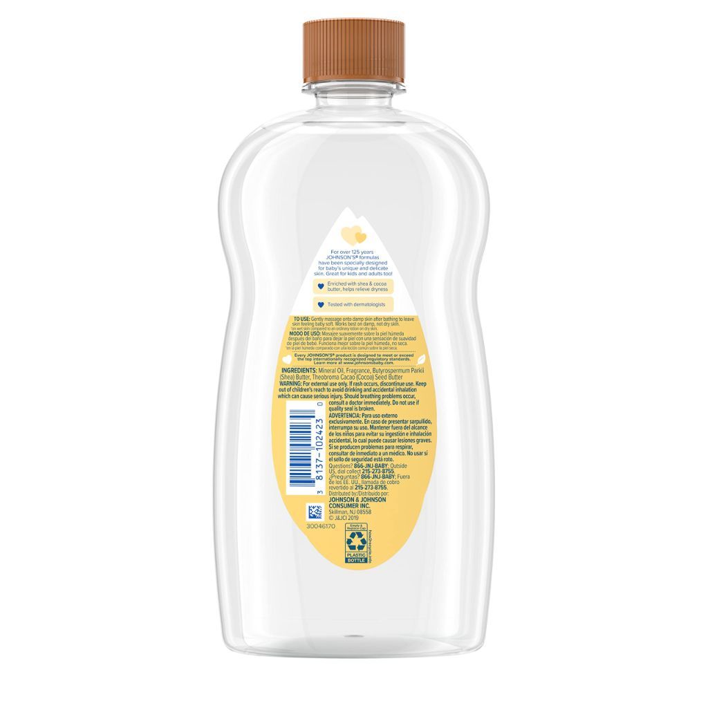 Johnson's Baby Oil,  Shea & Cocoa Butter to Prevent Moisture Loss,  20 fl. oz