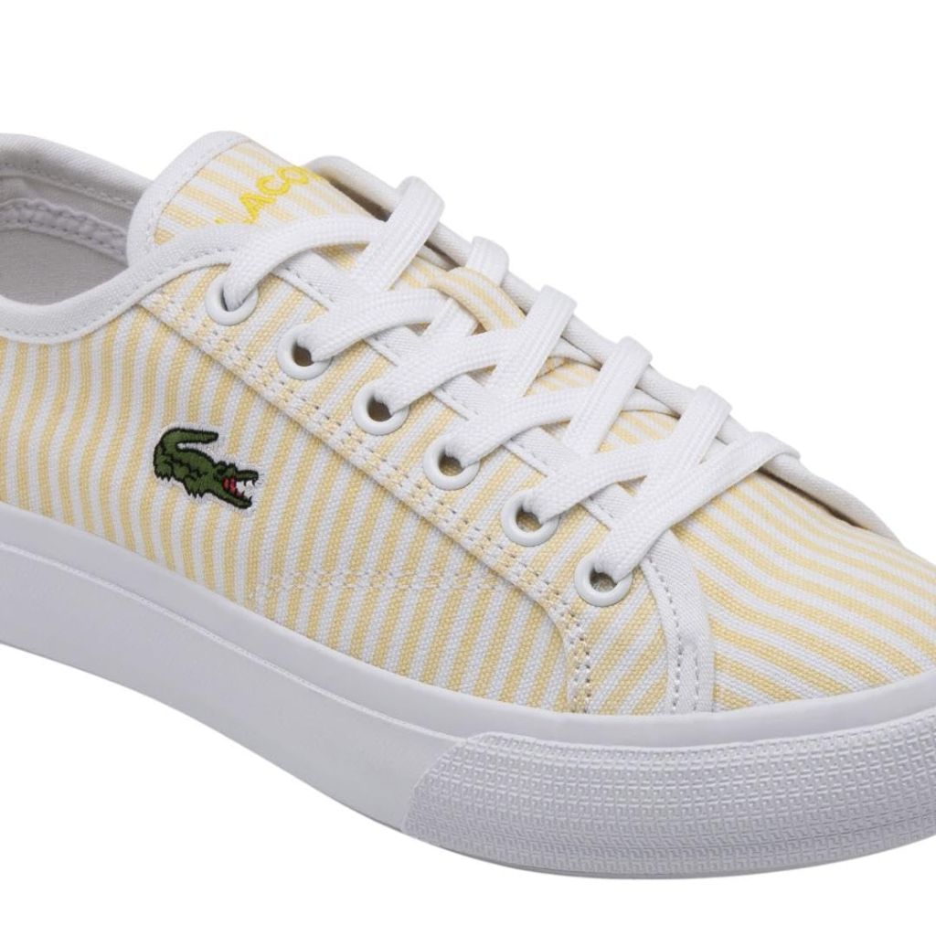 Lacoste Unisex-Child Juniors' Backcourt Sneaker, Yellow/White - size 4