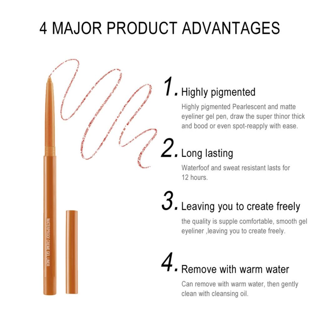 JIMYAUQIN High-Pigmented Waterproof Eyeliner Pencil, Champagne - 0.01oz