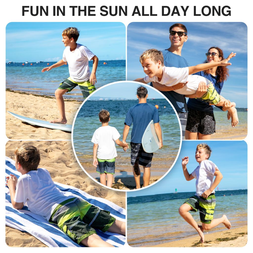 SZ 14-16, Kanu Surf boys Yolo Quick Dry Upf 50+ Beach Swim Trunks, Sandbar Black/Yellow