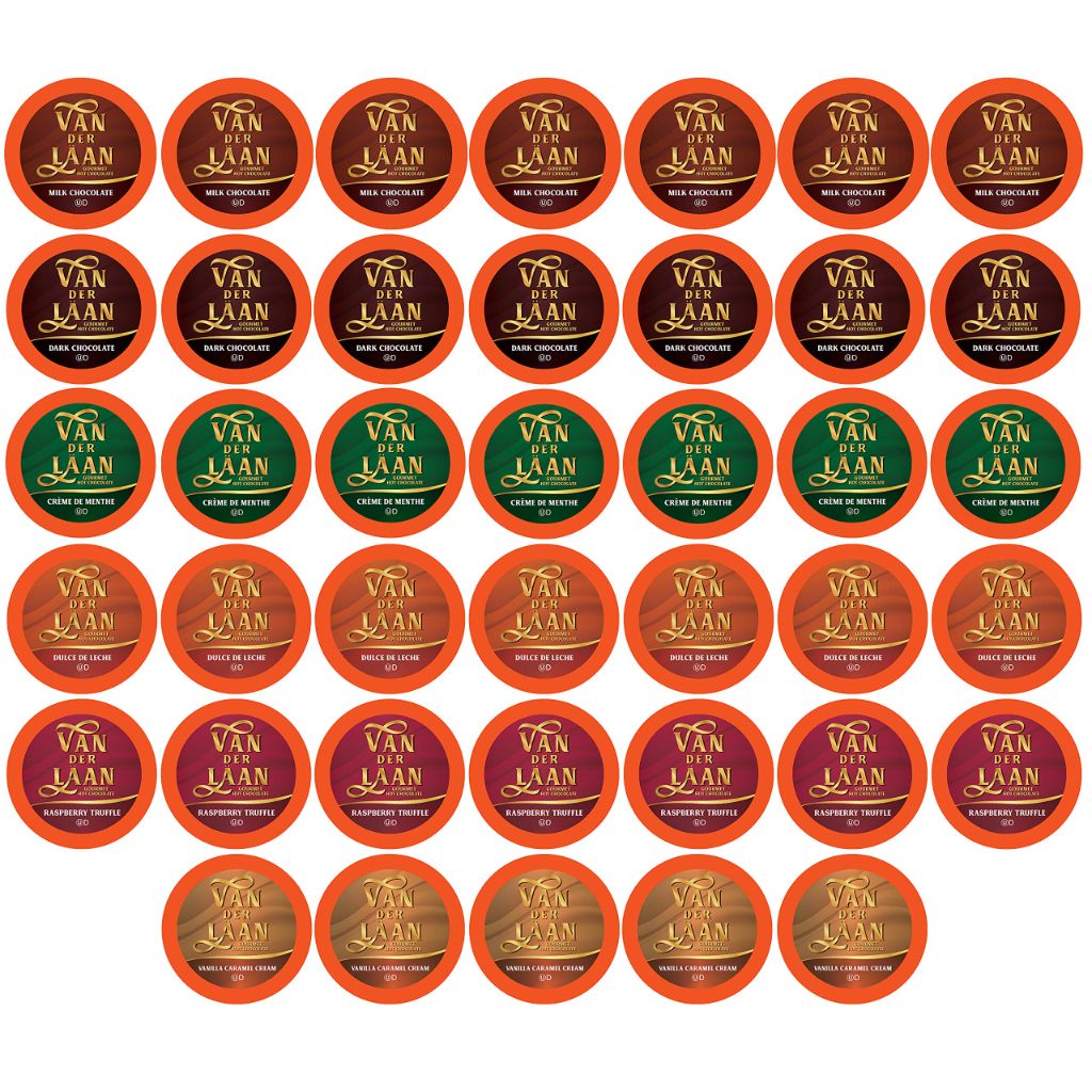 Van Der Laan Chocolate Hot Cocoa Pods, Gourmet Dutch Chocolate Assorted Variety Pack , 40 Count