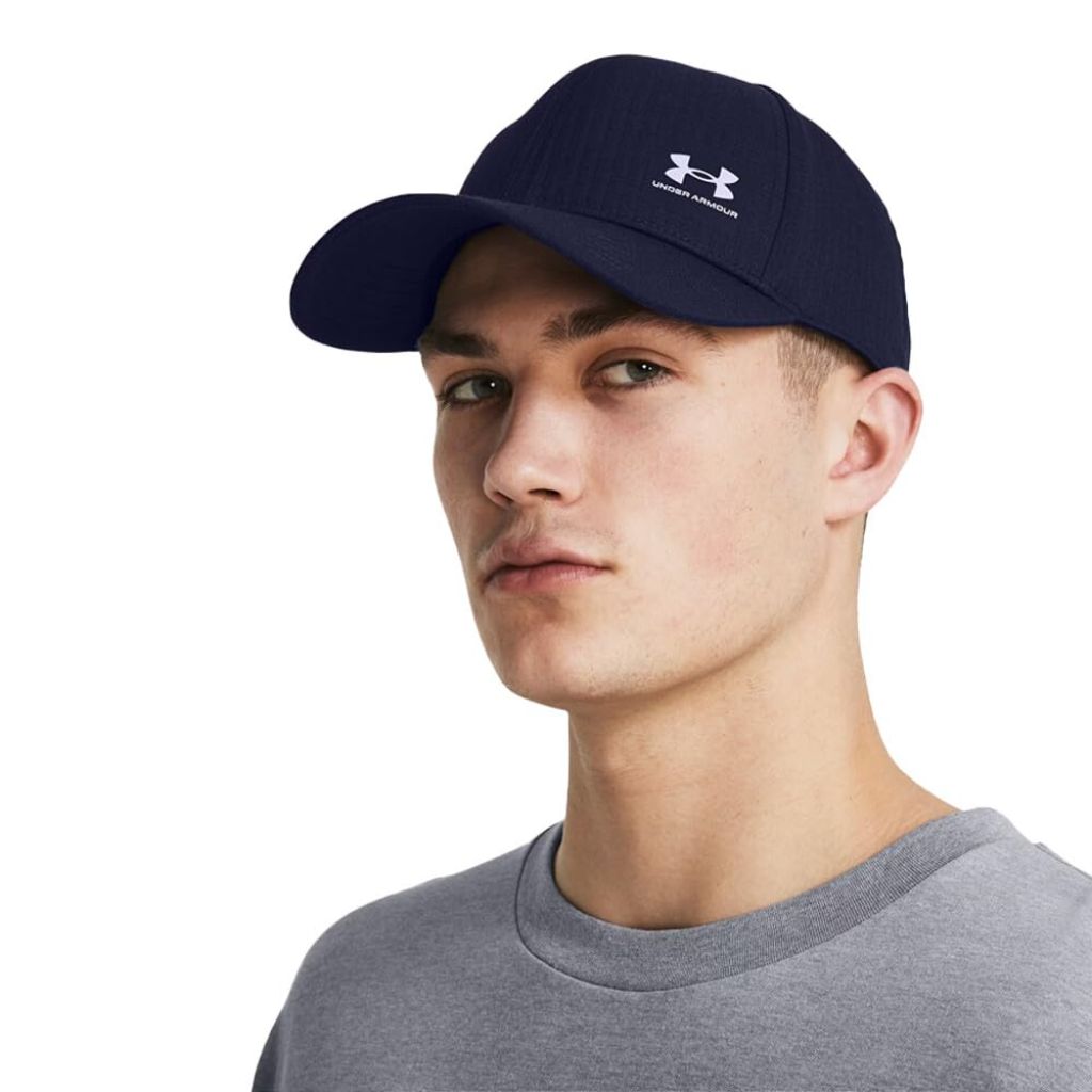 Under Armour Men's Iso-Chill ArmourVent Adjustable Hat, Midnight Navy / Halo Gray, One Size Fits Most