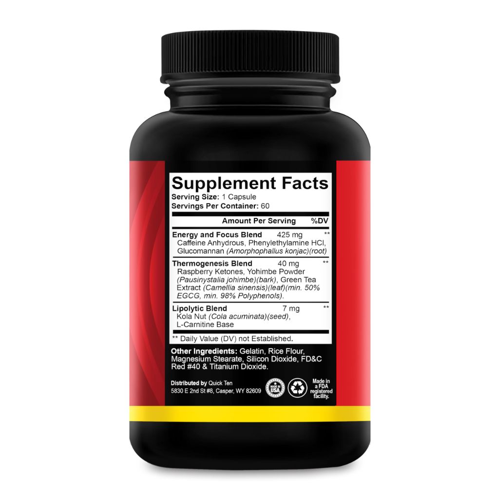 Drop 10 Quick – Diet Pills for Women & Men – Rapid Weight Loss Supplement – 60 Capsules
