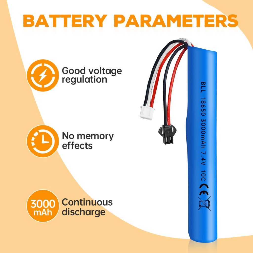 Sea jump 2PCS 7.4V 10C 3000mAh with SM-2P Plug and 2in1 Charger Suitable for MP5K M4 M110 SRB1200 SRB400 SRB400 SUB Air Gun Gel Water Droplet Explosion Gun Remote Control Car Battery