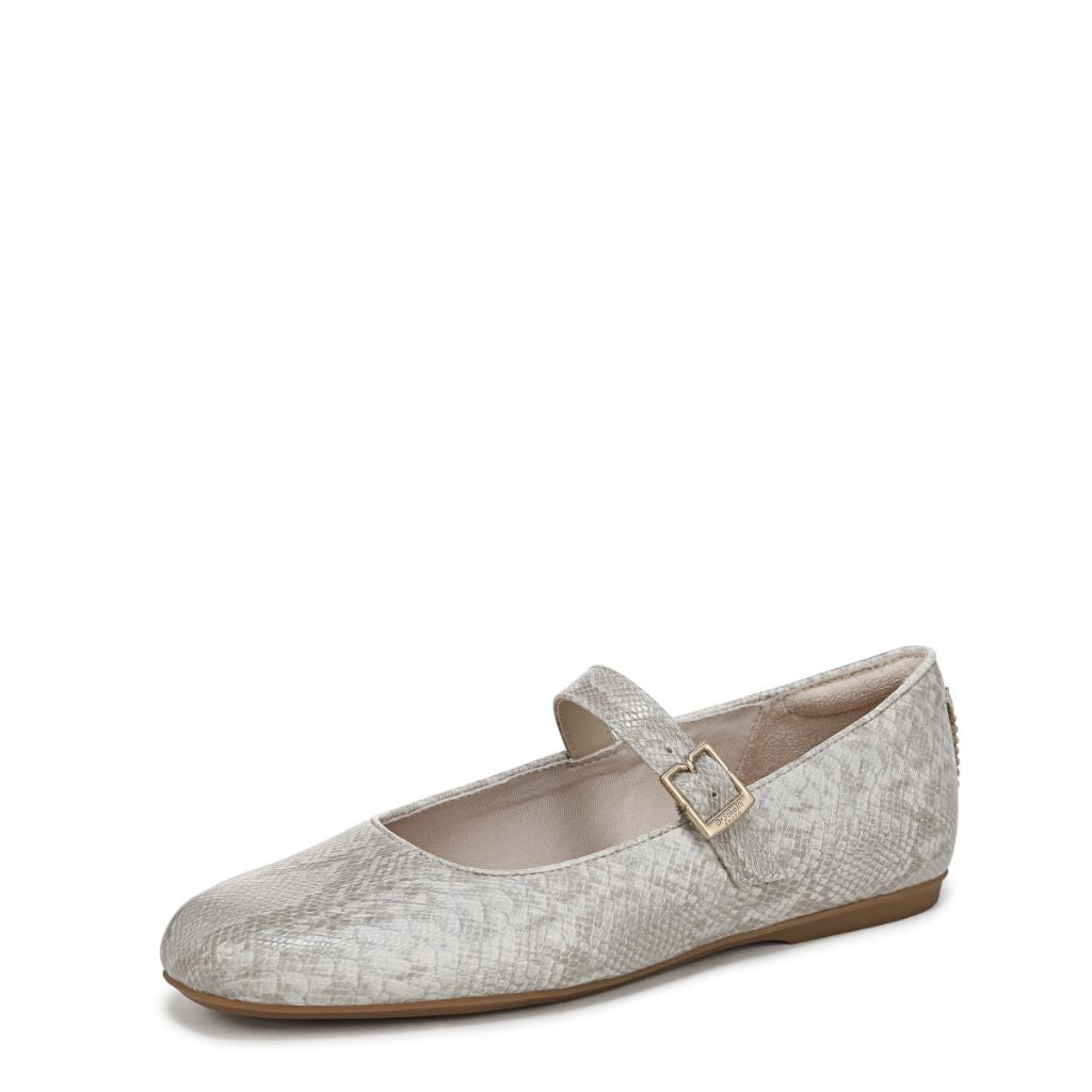 SZ 6M, Dr. Scholl's Shoes Women's Wexley Jane Mary Jane Flat - Light Grey Snake