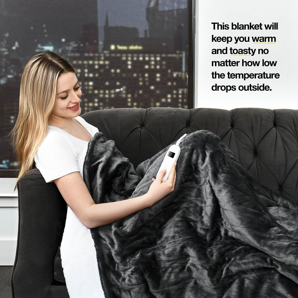 Medical king Heated Blanket, Machine Washable, Electric Blanket Throw (Gray, 50 x 60)