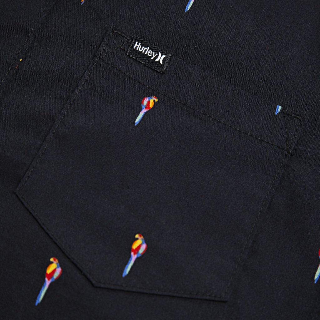 Hurley Boys Woven Button-Down Short Sleeve Shirt, Black - size L