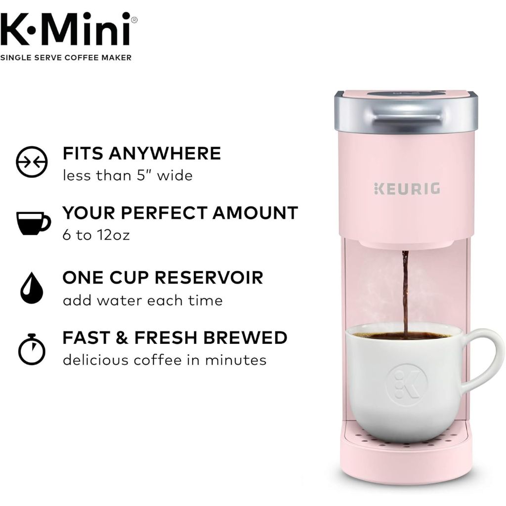 Keurig K-Mini Single Serve Coffee Maker, 6 to 12oz Brew size, with Cord Storage - Dusty Rose