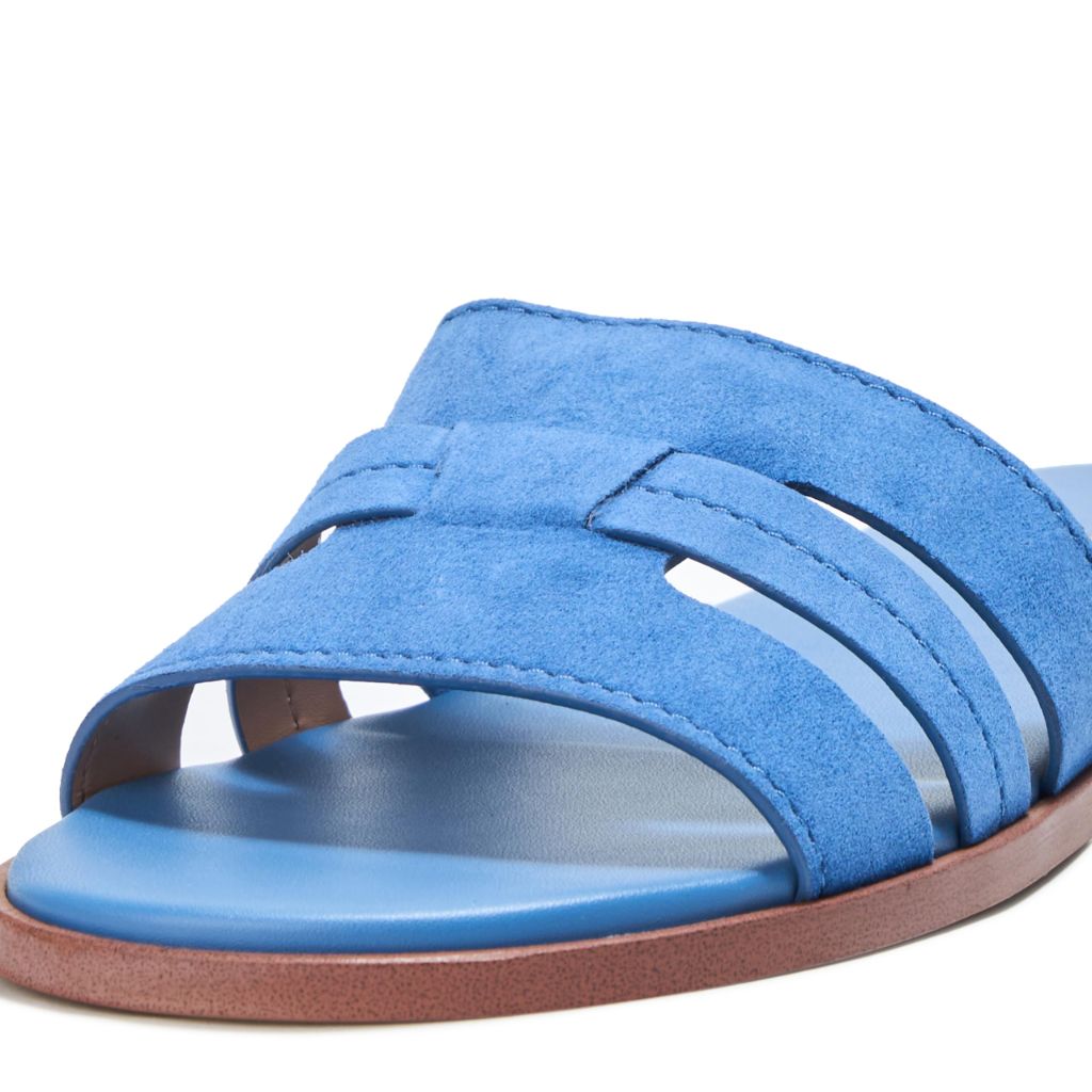 SZ 11B, Cole Haan Women's Flynn Slotted Slides, Dutch Blue Suede
