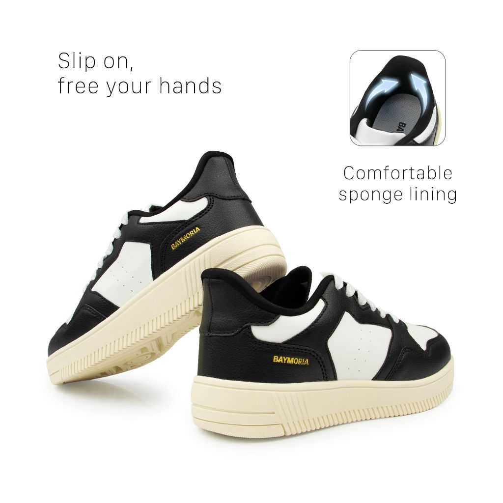 Baymoria Women's Fashion Walking Sneakers - White/Black, Size 7