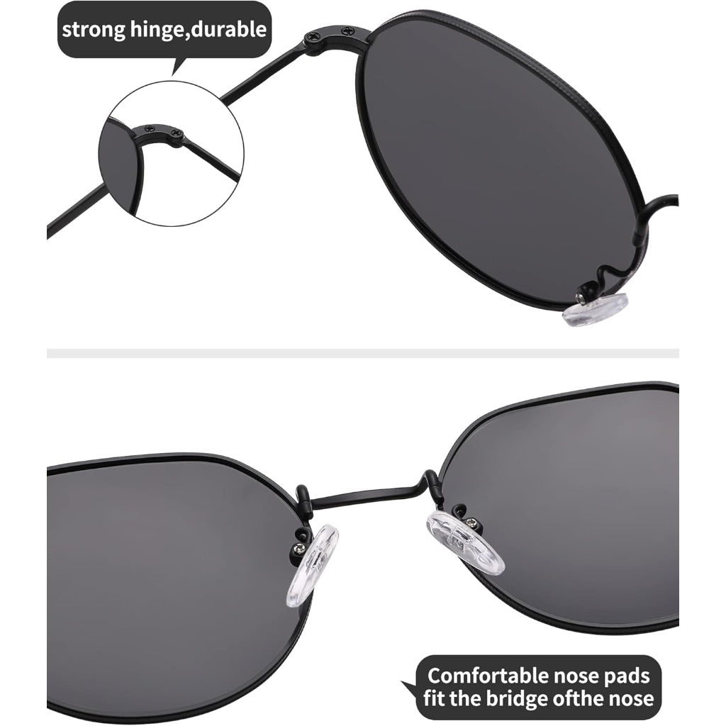 Pro Acme Unisex Adult Vintage Round Sunglasses - Black/Black Gray Polarized, 53/25/145
