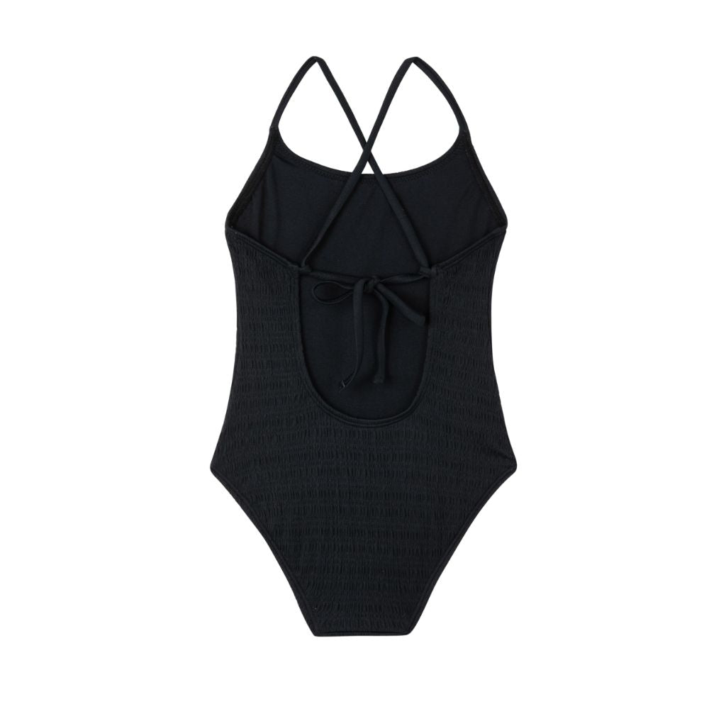 Gottex Kids Textured Criss Cross Tie Back One-Piece Swimsuit, Black - size 5