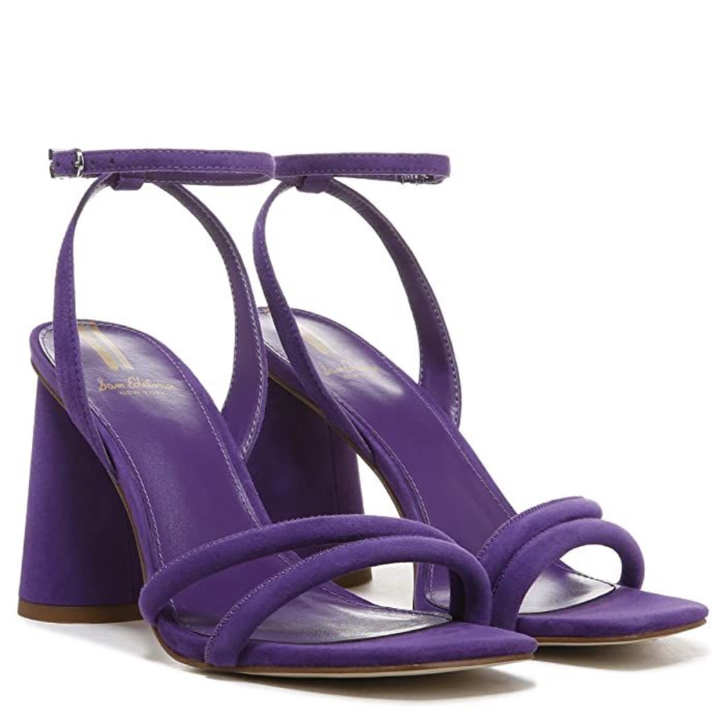 Sam Edelman Kia Squared Open Toe Ankle Strap Block Heel Sandals - Royal Orchid, 6.5