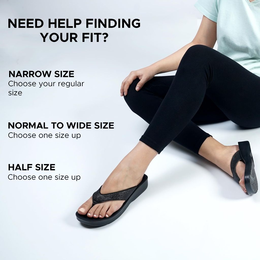 AEROTHOTIC Women's Arch Support Orthotic Flip Flops - Crystal Black Faux Leather, Size 9