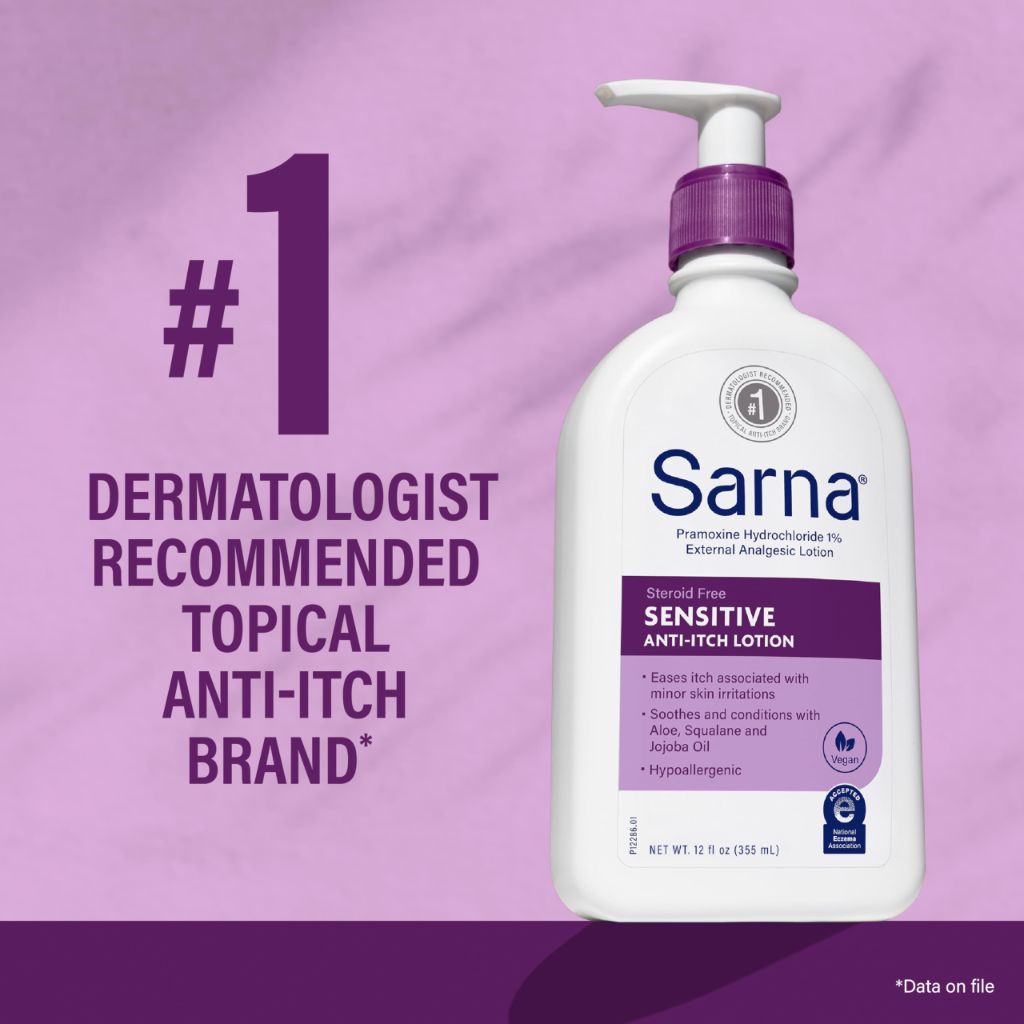 Sarna Sensitive Anti-Itch Lotion, Steroid-Free, Fragrance-Free, 12 oz