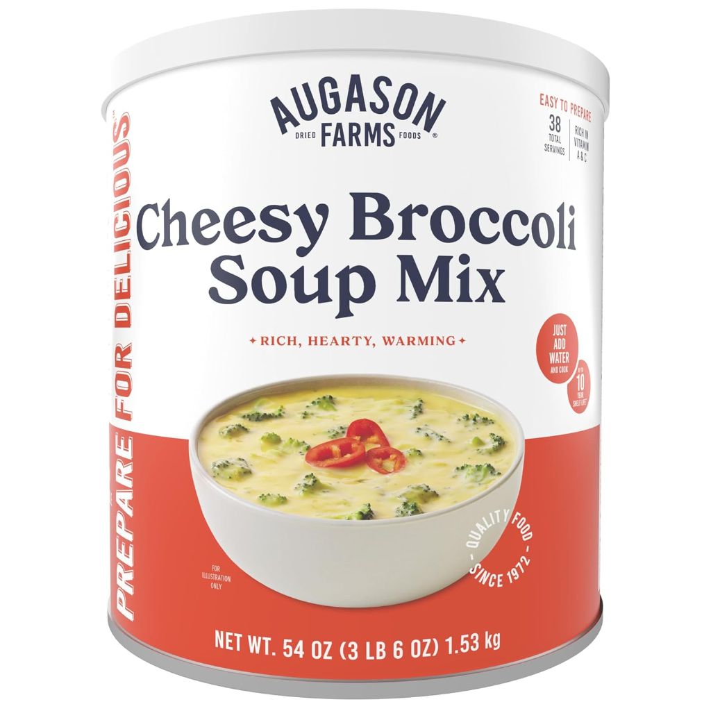Augason Farms Cheesy Broccoli Soup Mix, Emergency Food Supply, 38 Servings (3 lb 6oz)
