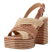 Marc Fisher LTD Women's Caddy Heeled Sandal, Dark Tan/Natural 120 - size 7
