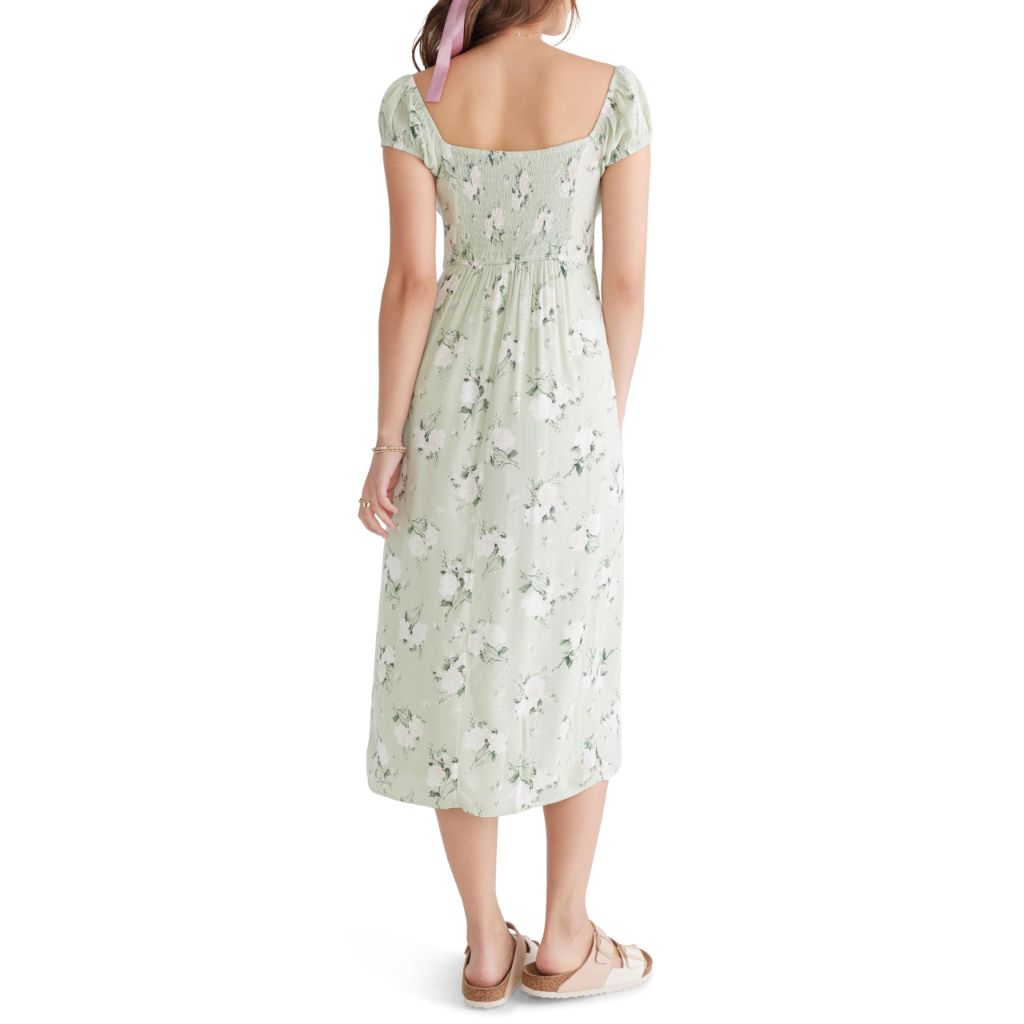 Aéropostale Women's Floral Scoop-Neck Tie-Front Midi Dress, Sea Foam, Small