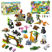 HOGOKIDS 23 Animals Valentines Party Favors for Kids Building Set - 2-in-1 Zoo Scene Board Game with Play Mat, 2 Dice, 4 Animal Cars, Valentines Classroom School Gifts for Kids Boys Girls 6+ Years Old