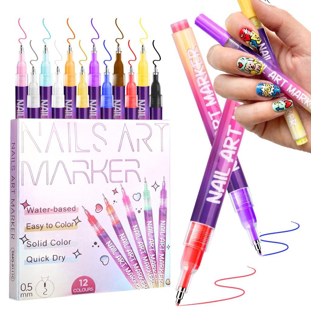 Nail Art Pen 12 Colorful Nail Art Markers Set (12 Pcs)