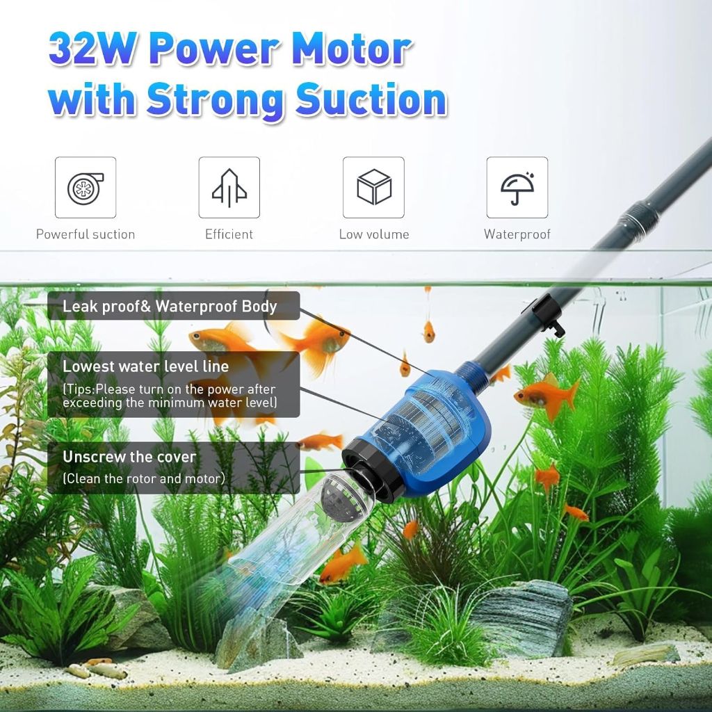 Lives Fish Tank Gravel Cleaner Vacuum for Wash Sand & Water Changer, blue
