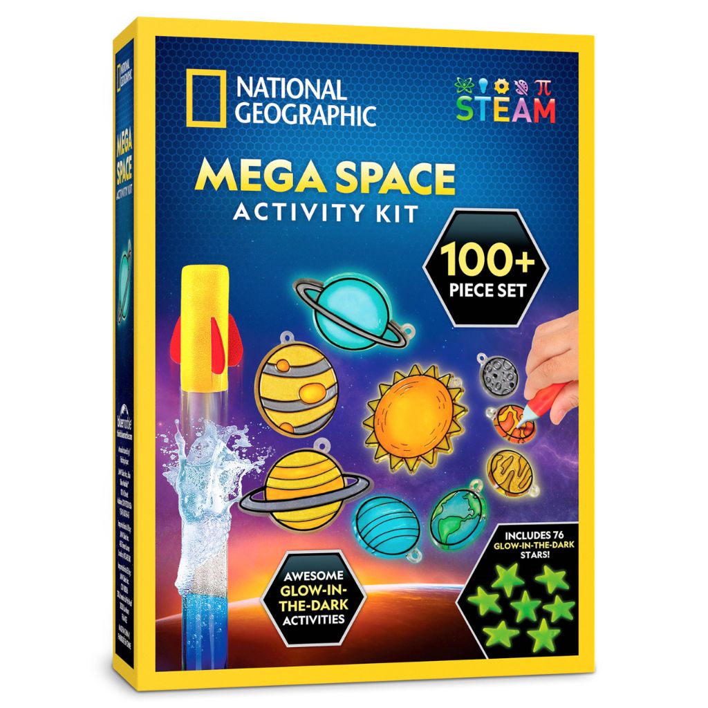 National Geographic Mega Space Activity Kit - Glow in The Dark Science Craft Kit for Kids with 100+ Pieces