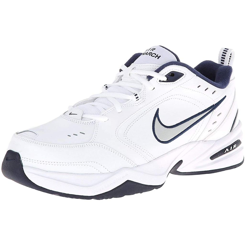 SZ 9 WD, Nike Men's Air Monarch Iv Sneaker, White Metallic Silver 102