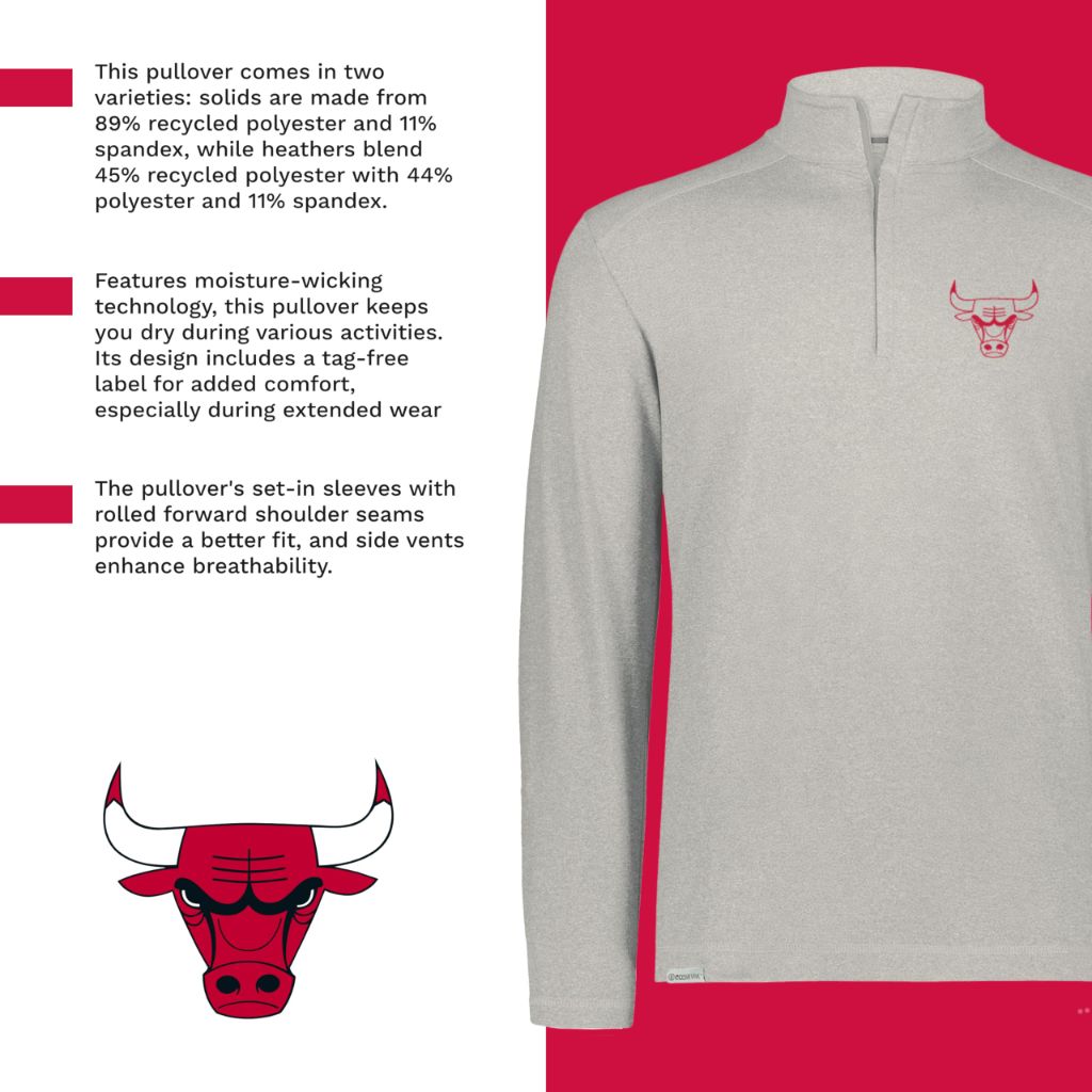 SZ M, Holloway NBA Chicago Bulls 1/4 Zip Pullover| Stylish Team Gear | Multi