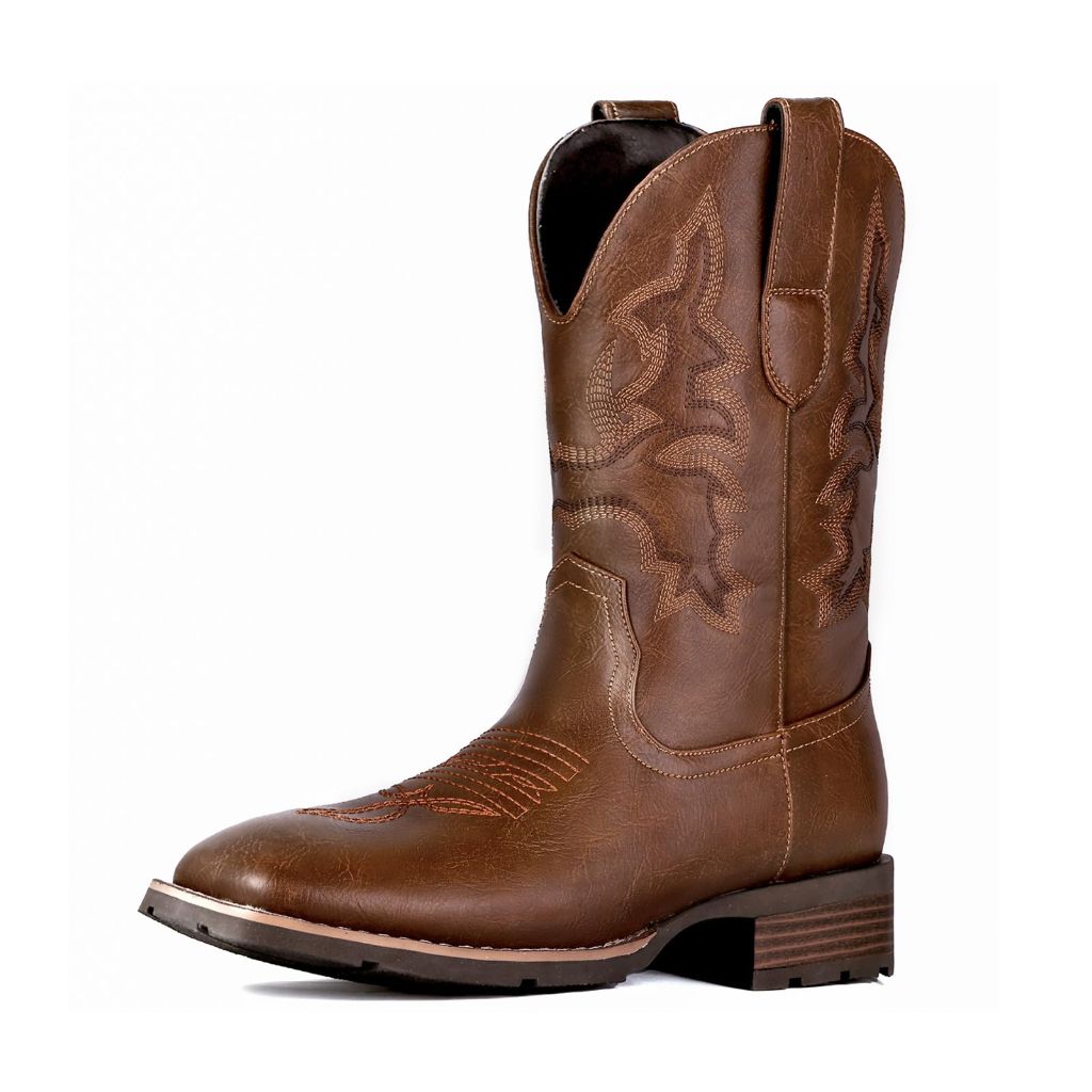 Suokdil Cowboy Boots for Men, Brown - size 10