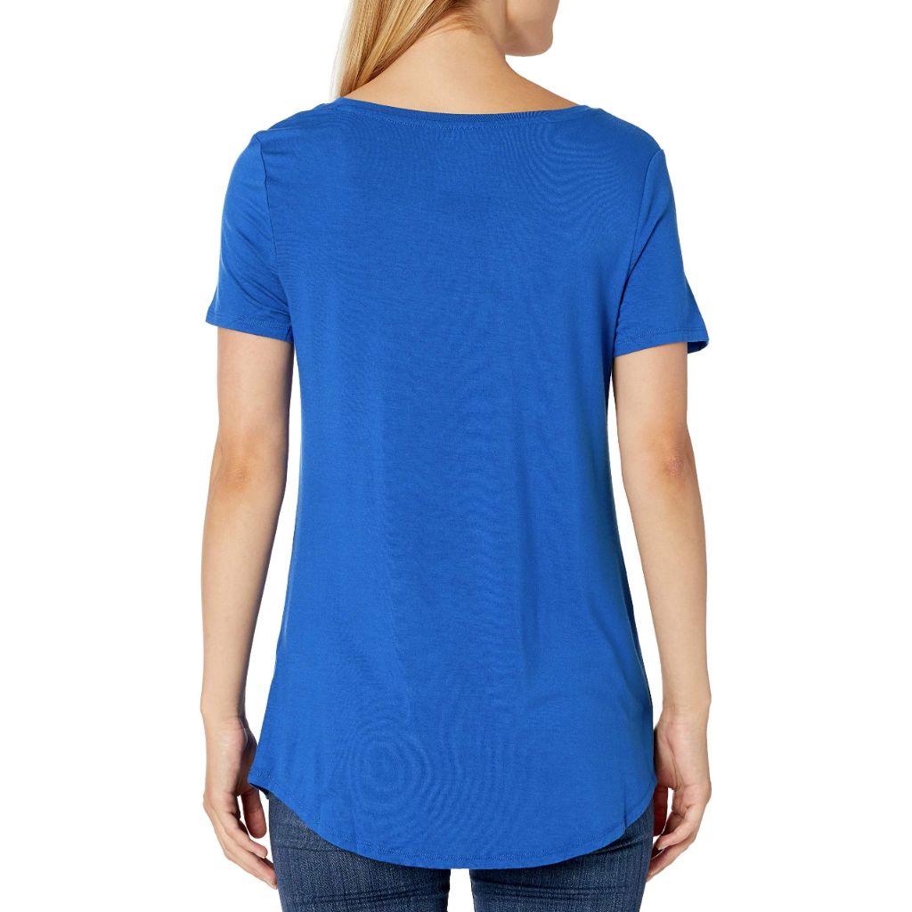 Amazon Essentials Women's Short-Sleeve Scoopneck Tunic Tops, Pack of 2, Cobalt Blue/Black, Small